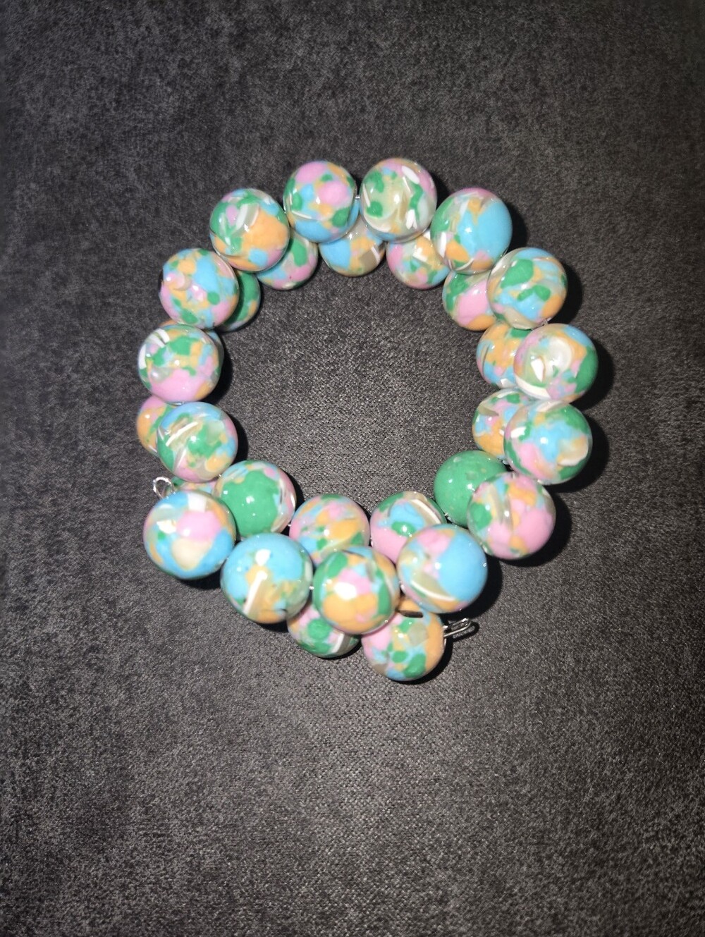 Soft Rainbow Gemstone Bracelet | 12mm Beads | Handmade Wrap Bangle 291 - Picture 4 of 5